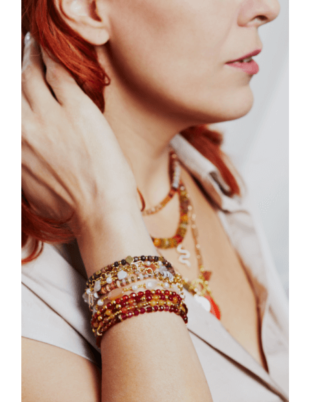pietre, placcato oro 14K, braccialetti, orecchini, collane
