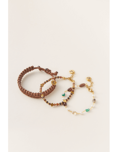 pietre, placcato oro 14K, braccialetti, orecchini, collane